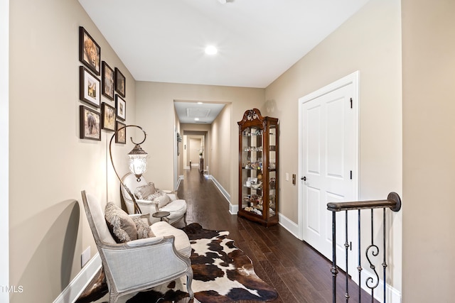 hall featuring dark wood-type flooring