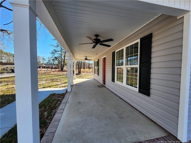 view of patio / terrace featuring ceiling fan