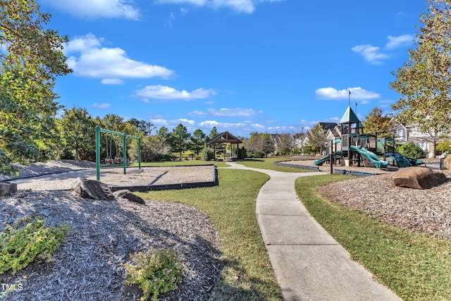 view of play area with a lawn