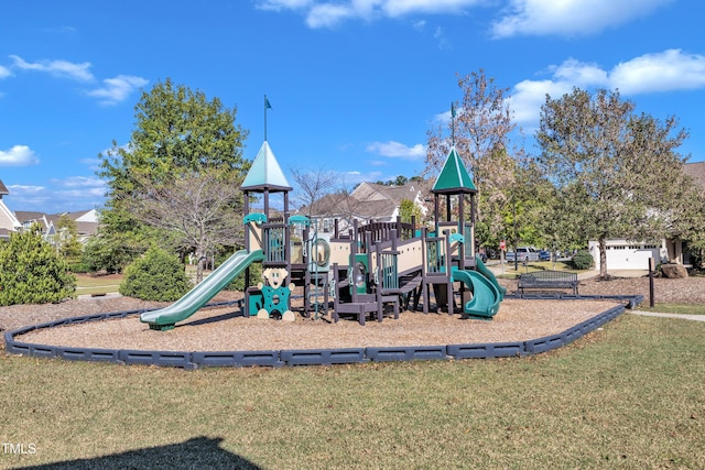 view of playground with a yard