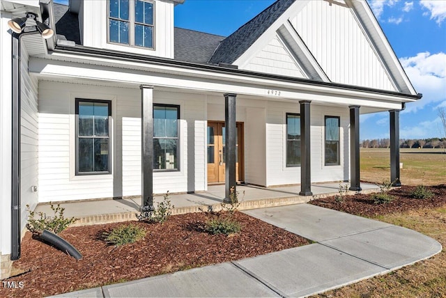 property entrance featuring covered porch