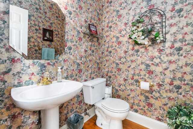 bathroom featuring toilet and hardwood / wood-style flooring