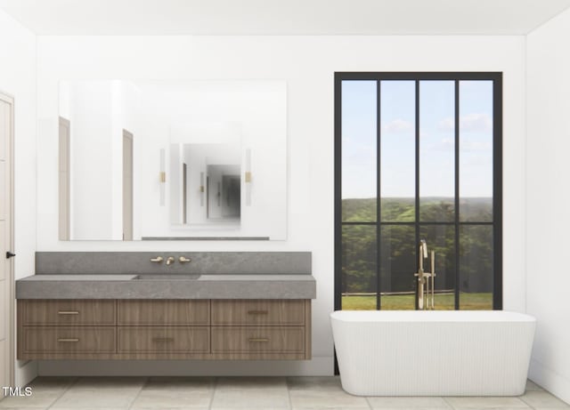504 Colvard Woods Way, Durham, NC 27713 - bathroom with vanity and a soaking tub