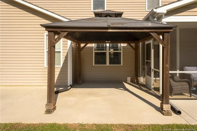 view of patio featuring a gazebo