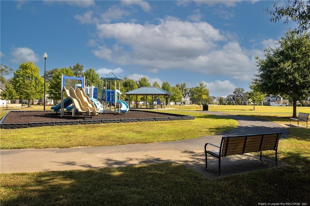 view of playground featuring a yard