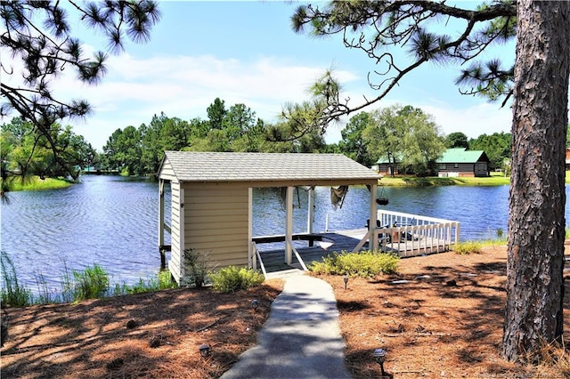 dock area featuring a water view