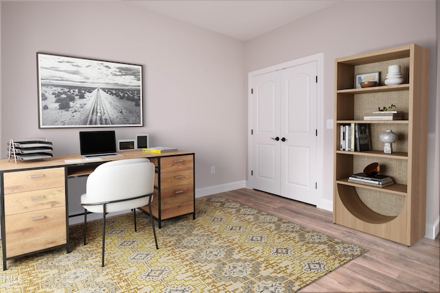 office space featuring hardwood / wood-style flooring