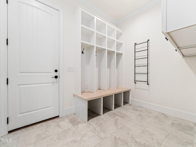 mudroom with ornamental molding