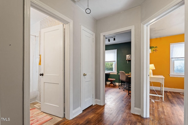 hall featuring dark hardwood / wood-style flooring