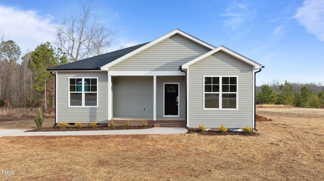 view of front of home with crawl space