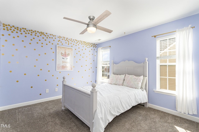 unfurnished bedroom with carpet and ceiling fan