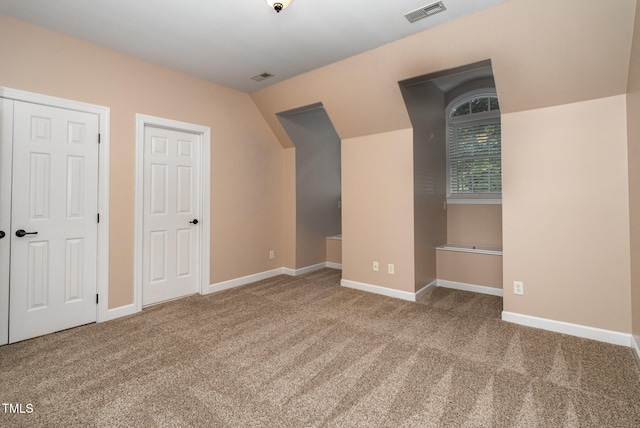 additional living space featuring carpet floors and lofted ceiling