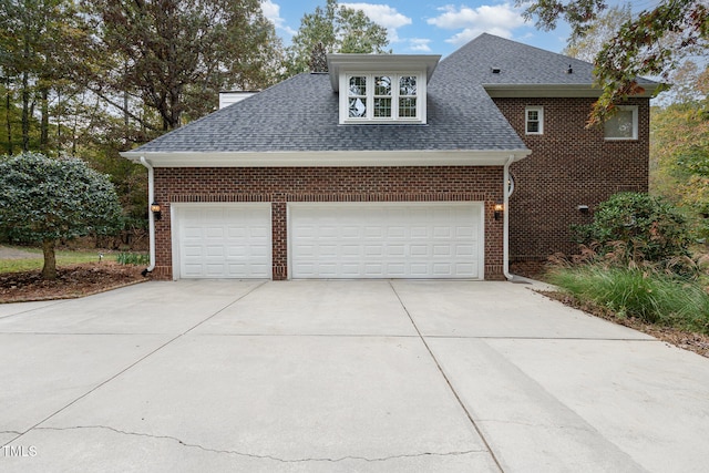 exterior space with a garage