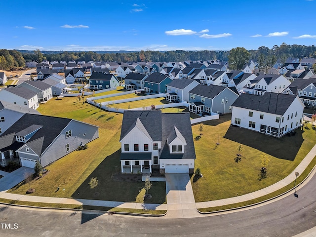birds eye view of property with a residential view