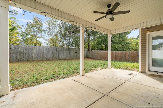 view of patio / terrace featuring ceiling fan