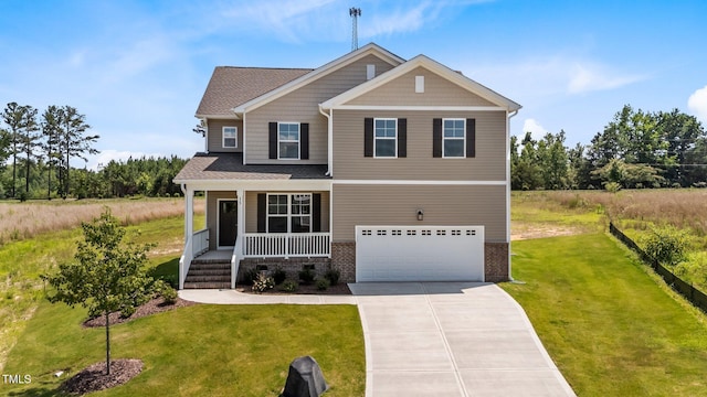 15 Diamond Creek Dr, Zebulon, NC 27597 - craftsman-style home featuring covered porch, driveway, an attached garage, and a front lawn