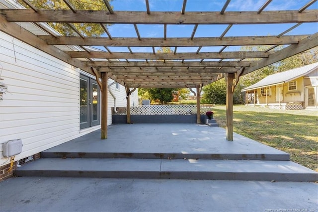 view of patio / terrace featuring a pergola