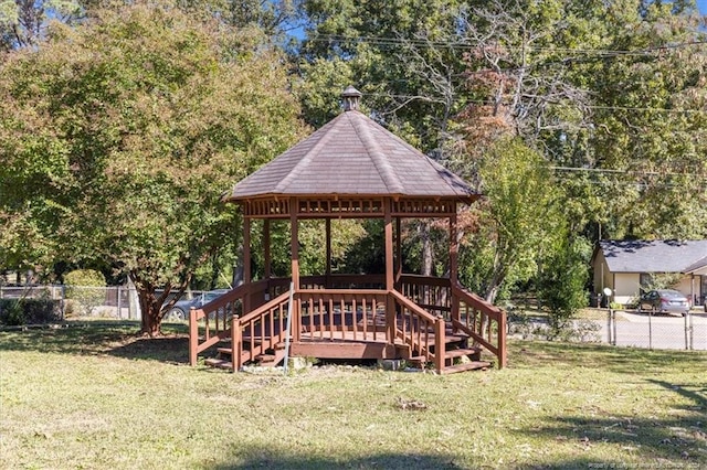 view of yard with a gazebo