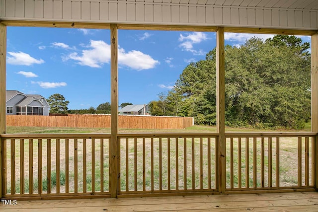 view of unfurnished sunroom