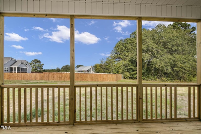 wooden deck featuring a lawn and a fenced backyard