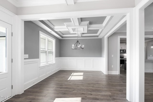 unfurnished dining area with a wealth of natural light and dark hardwood / wood-style floors