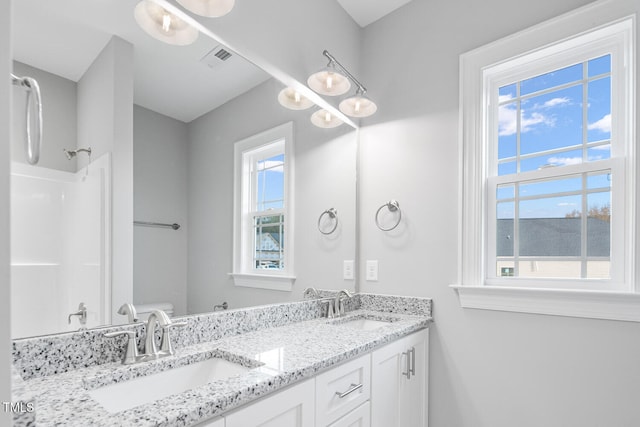 bathroom with vanity and toilet