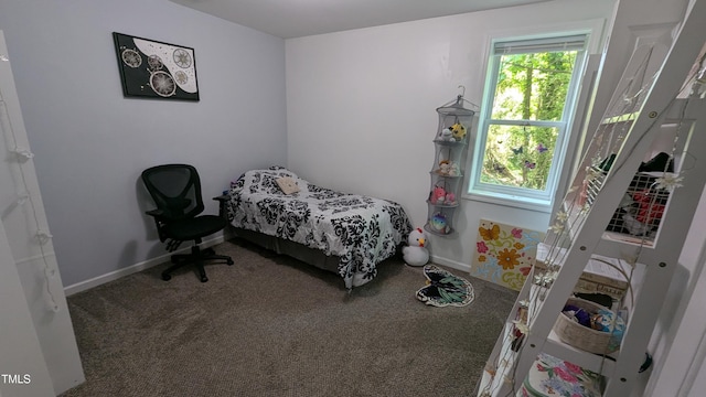 carpeted bedroom with baseboards and multiple windows