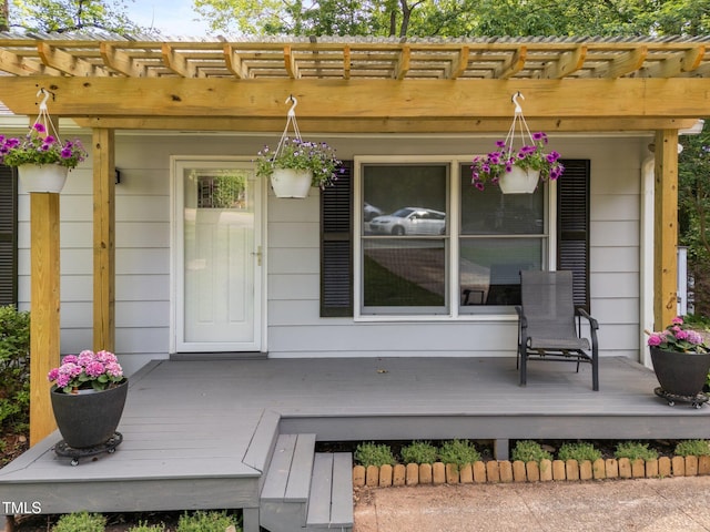 6125 Bellow St, Raleigh, NC 27609 - view of exterior entry featuring a pergola