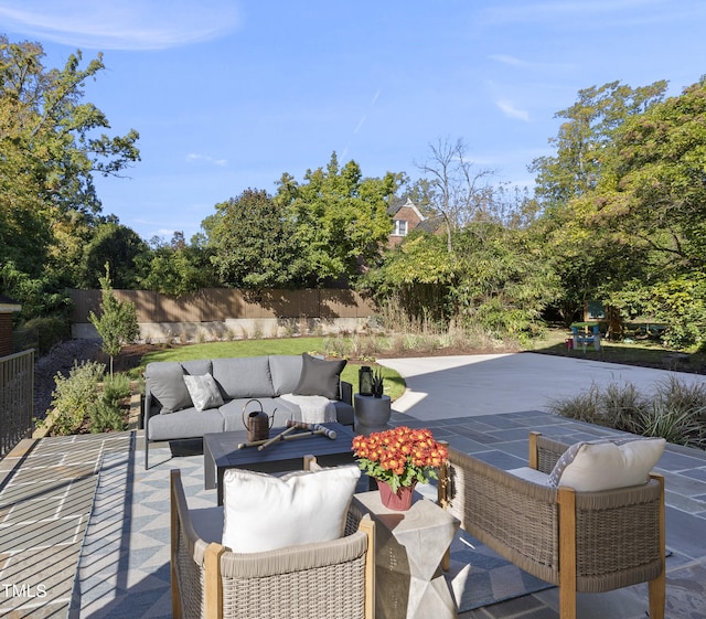 view of patio featuring outdoor lounge area