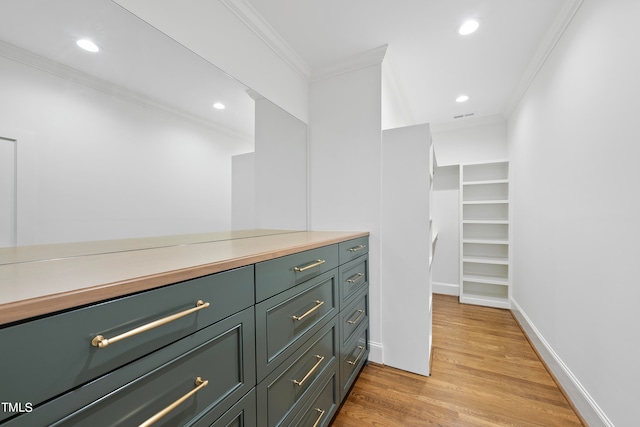 spacious closet featuring light wood-type flooring