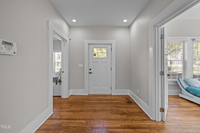 entryway featuring hardwood / wood-style flooring