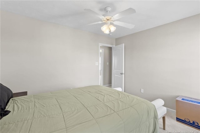 bedroom featuring carpet and ceiling fan