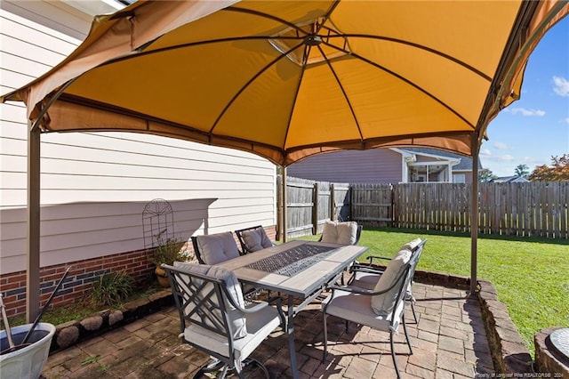 view of patio / terrace with a gazebo