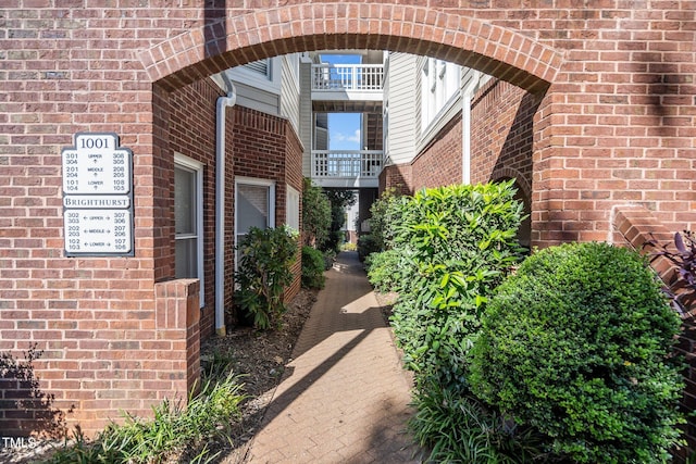 property entrance with a balcony