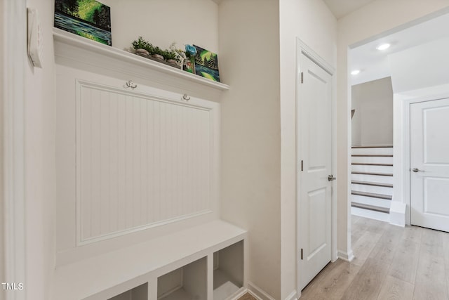 mudroom featuring light hardwood / wood-style floors