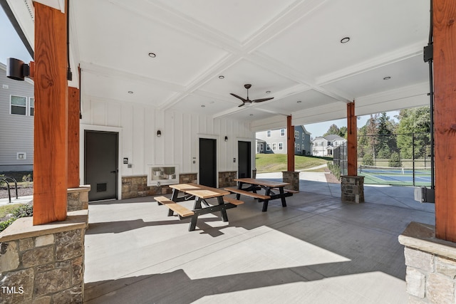 view of patio / terrace featuring ceiling fan