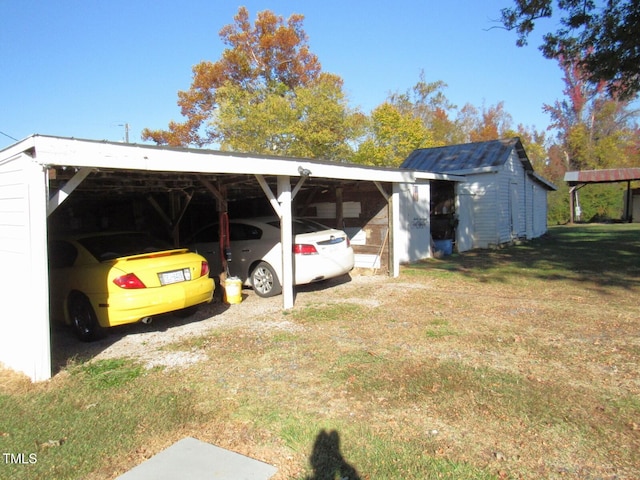 view of parking / parking lot featuring a carport