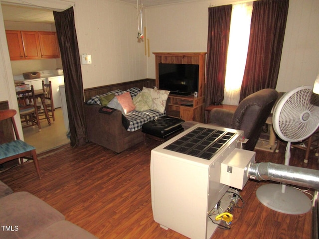 living room with wood-type flooring