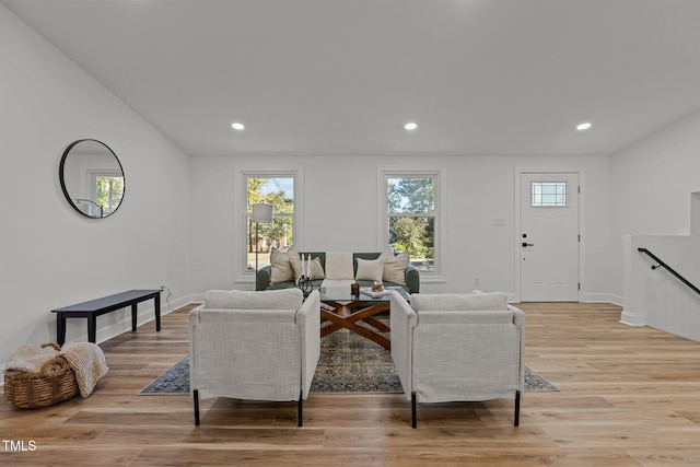 living room featuring light hardwood / wood-style flooring