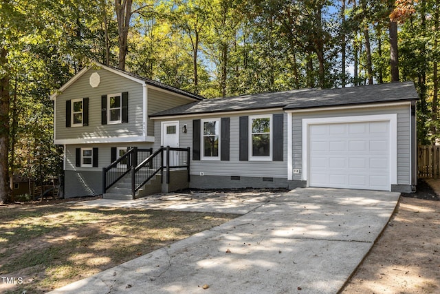 split level home with a garage