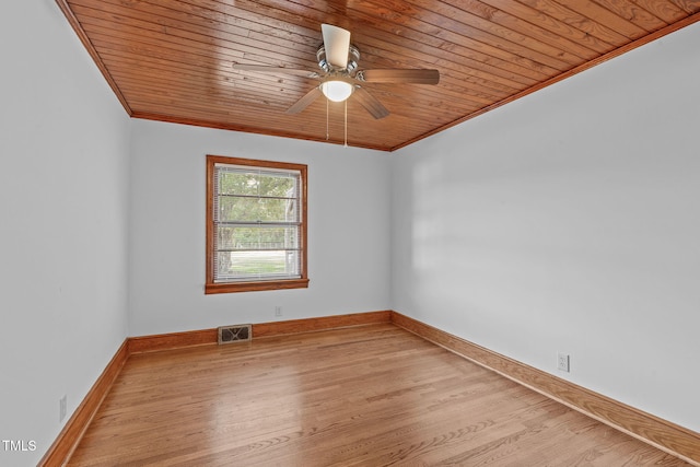 435 Tant Rd, Zebulon, NC 27597 - unfurnished room with wood ceiling, ornamental molding, wood finished floors, a ceiling fan, and baseboards