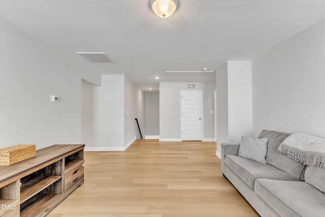 living room with light wood-type flooring