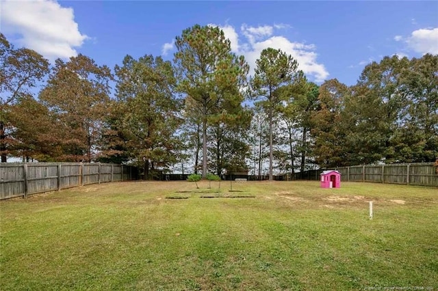 view of yard with a shed