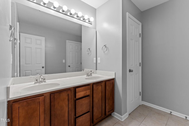 bathroom featuring vanity and tile patterned flooring