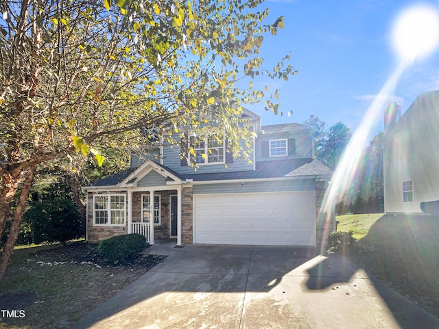 view of front of property with a garage