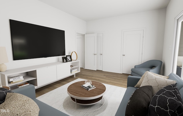 living area featuring wood finished floors