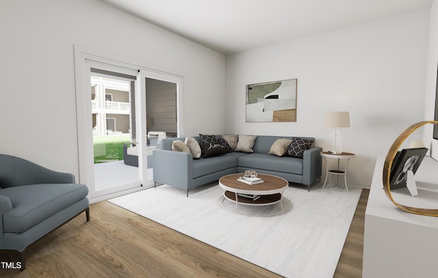 living room with wood finished floors