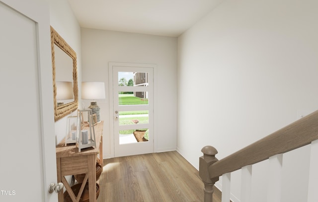 entryway with light wood-style flooring