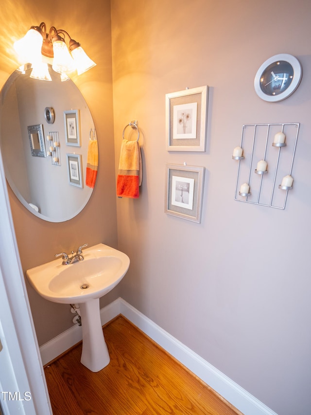bathroom featuring wood-type flooring