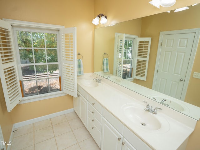 bathroom featuring vanity and tile patterned floors